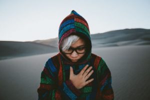 girl in colourful hoodie