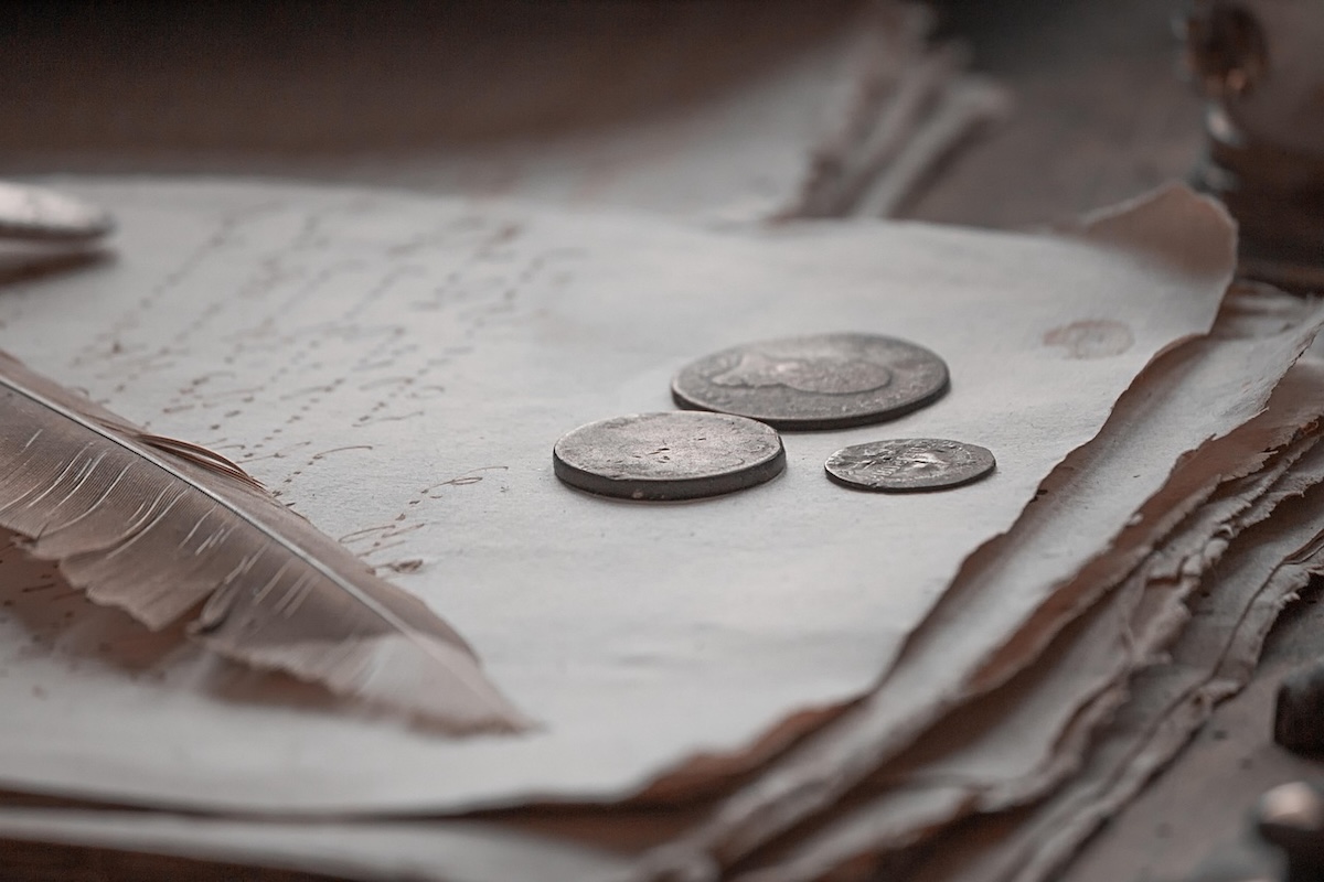 papers and coins
